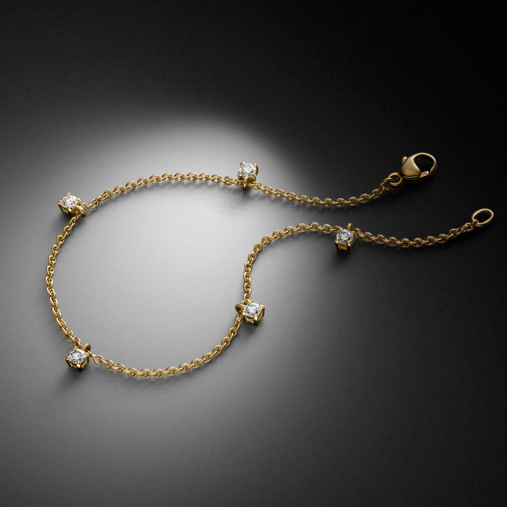 Diamant Armband 0,35ct mit beweglichen Fassungen und fünf Brillanten, 0,35 ct mit beweglichen Fassungen