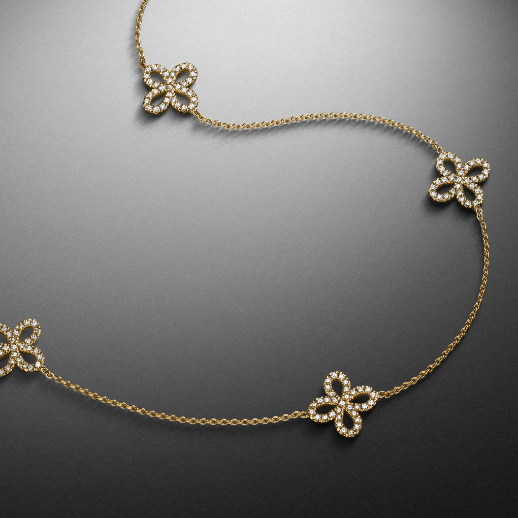 Diamant Clover Collier 2,00ct Gelbgold STEINBACH Goldschmiede